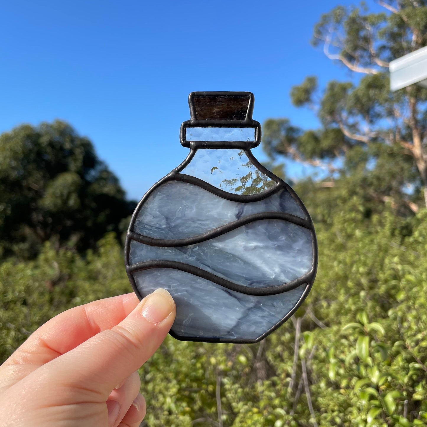 Potion Bottle Tea Light – Blue Grey