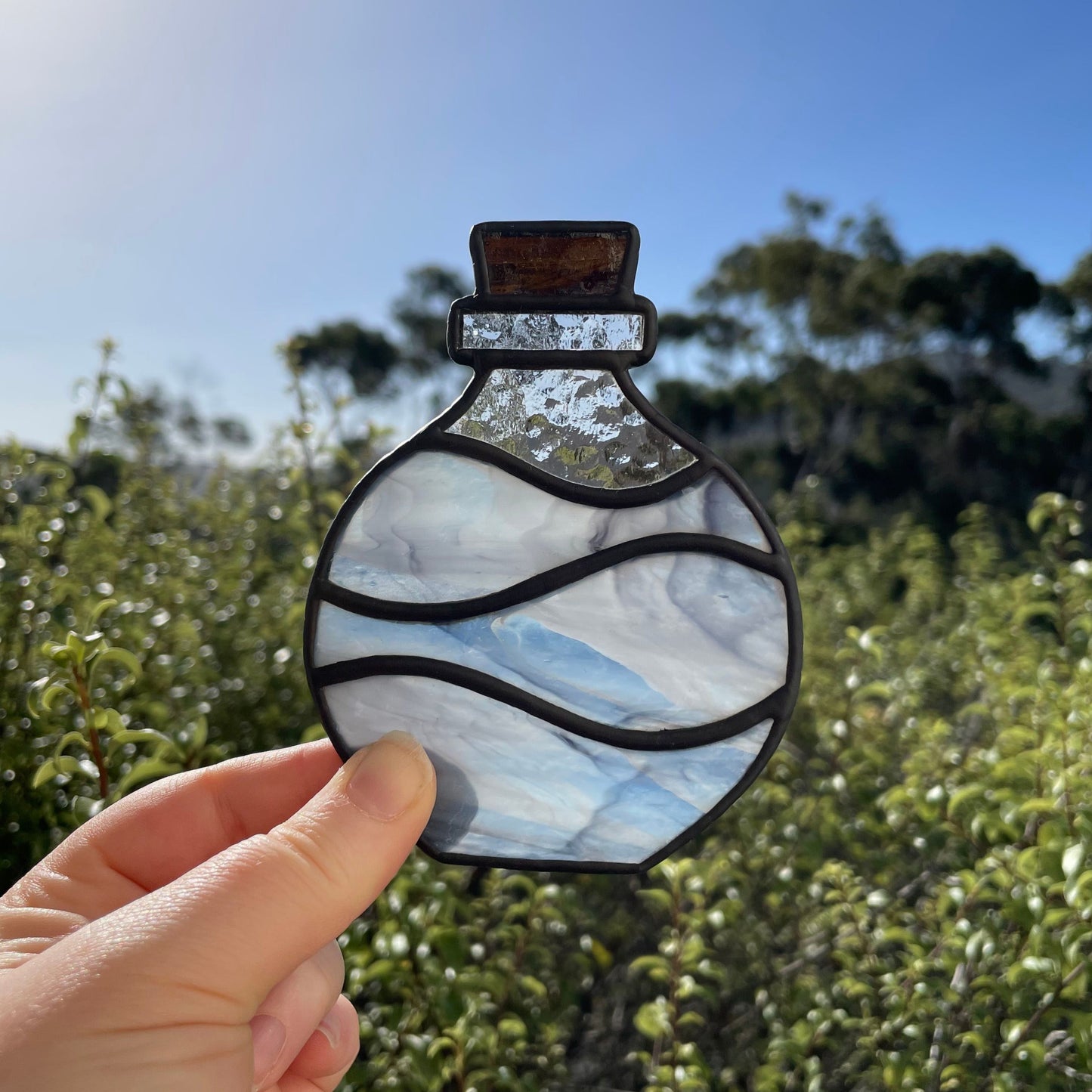 Potion Bottle Tea Light – Blue Grey